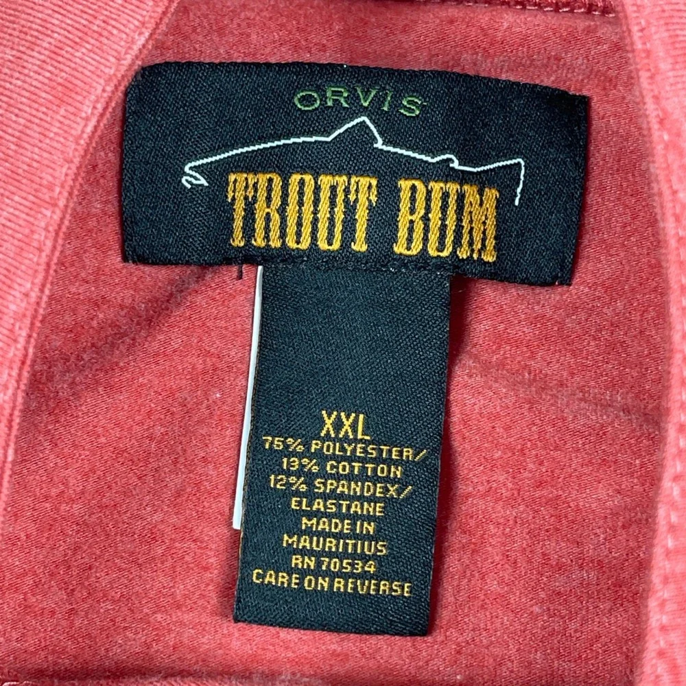 Orvis Pullover Mens XXL Red Trout Bum Quarter Zip Stretch Outdoor Gorpcore